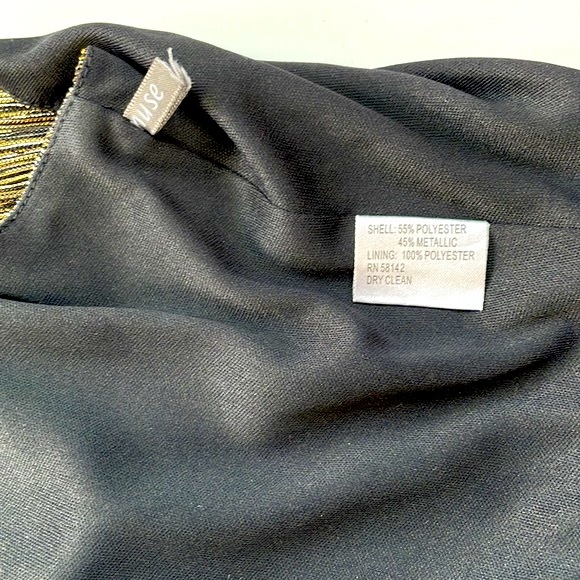 Muse Black and Gold Metallic Cross Knot Sleeveless Dress, Fully Lined, Size 2 - Picture 11 of 16
